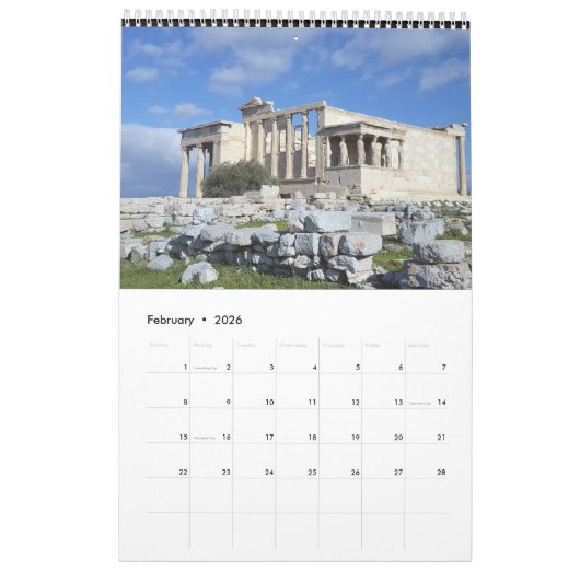 Calendrier 2026 Grèce (Feb 2026)