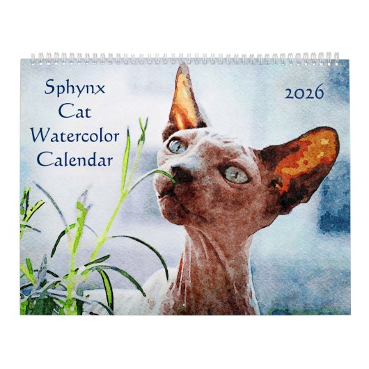 Calendrier 2026 Hairless Sphynx Cat Owners Lovers Gift (Protection)