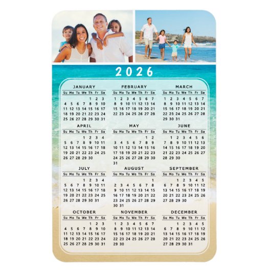 Calendrier 2026 - Magnet photo 4x6 Année complète (Vertical)