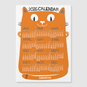Calendrier 2026 Milieu de Siècle Magnet Chat Orang