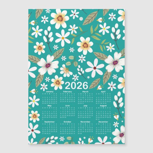 Calendrier 2026 Modèle Floral Blanc (Devant)
