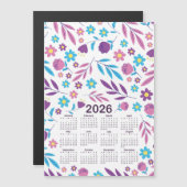 Calendrier 2026 Modèle Floral bleu et violet (Devant / Derrière)