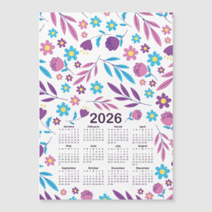 Calendrier 2026 Modèle Floral bleu et violet