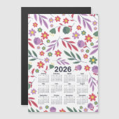 Calendrier 2026 Modèle Floral pourpre et rouge (Devant / Derrière)