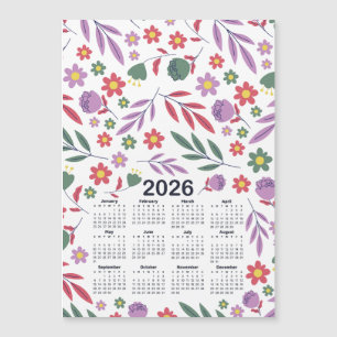 Calendrier 2026 Modèle Floral pourpre et rouge
