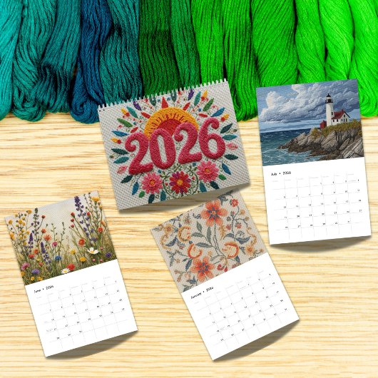 Calendrier 2026 Modern Cross Stitch Art | Aesthetic 