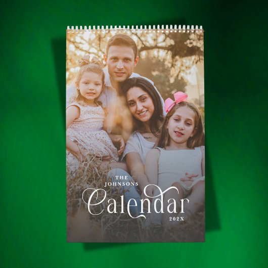 Calendrier 2026 Modern Elegant Typography Custom Family Photo