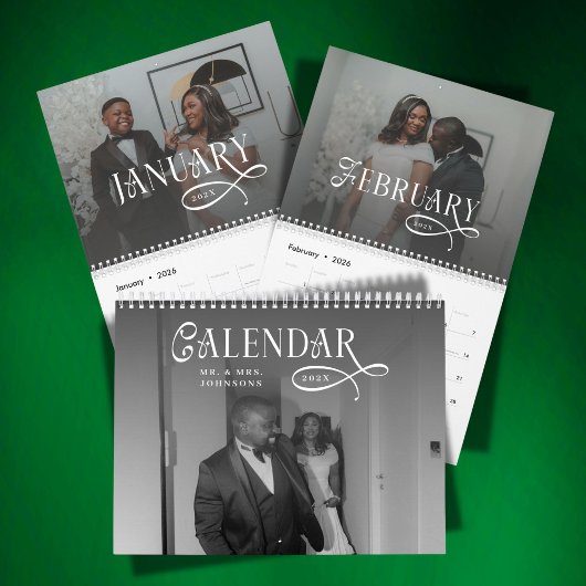 Calendrier 2026 Modern Elegant Wedding 14 Photos Newlyweds