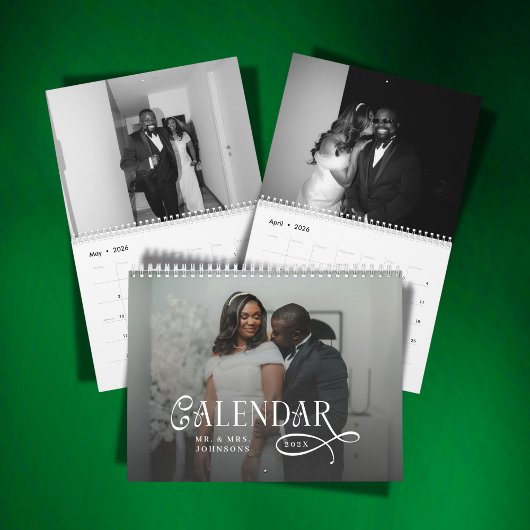 Calendrier 2026 Modern Elegant Wedding Photo Newlyweds