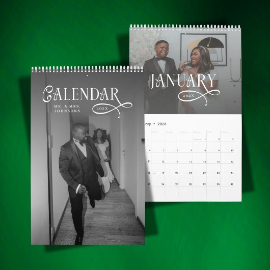 Calendrier 2026 Modern Elegant Wedding Photo Newlyweds