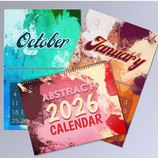 Calendrier 2026 moderne abstrait coloré rétro