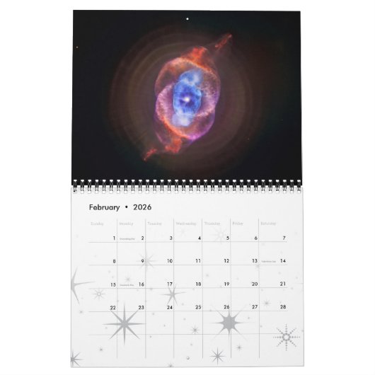 Calendrier 2026 NASA Space Nebulae Astronomy Stars (Feb 2026)