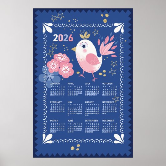 Calendrier 2026 Oiseau pour affiche (Devant)