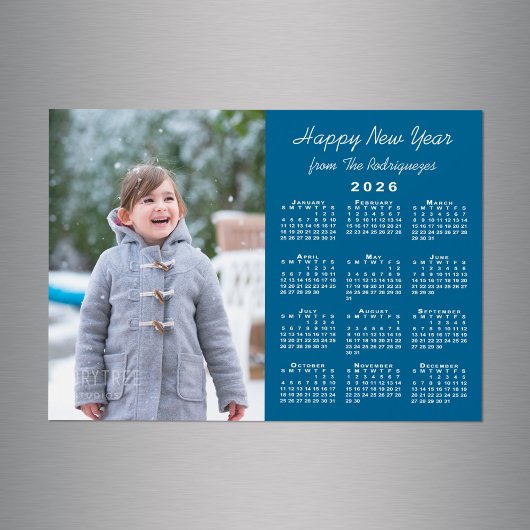 Calendrier 2026 Photo Bonne année Magnet bleu