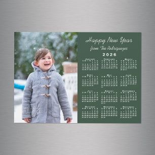Calendrier 2026 Photo Bonne année Magnet vert