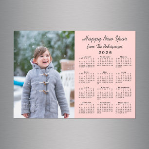 Calendrier 2026 Photo Rose Joyeux nouvel an Magnet