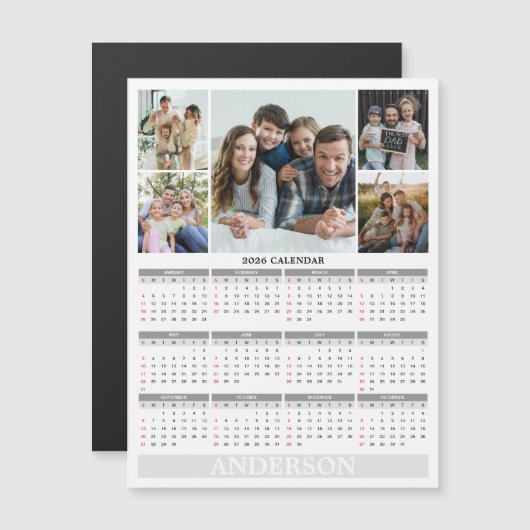 Calendrier 2026 - Photos de famille Carte à puce (Devant / Derrière)