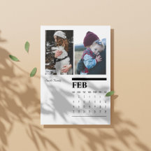 Calendrier 2026 Portrait noir et blanc - Février