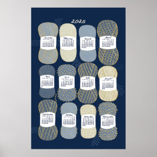 Calendrier 2026 Poster Bleu et Or