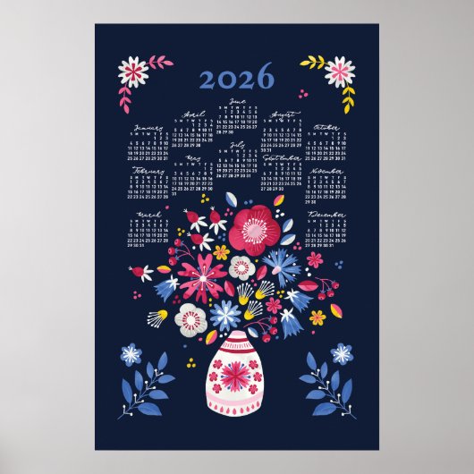 Calendrier 2026 Poster Bouquet Folklorique (Devant)