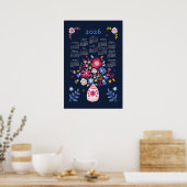 Calendrier 2026 Poster Bouquet Folksy (Cuisine)