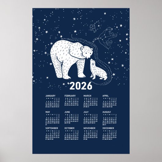 Calendrier 2026 Poster Ours Polaire Baiser (Devant)