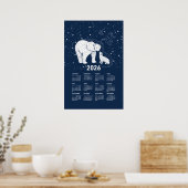 Calendrier 2026 Poster Ours Polaire Baiser (Cuisine)