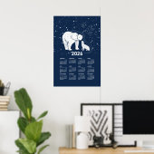 Calendrier 2026 Poster Ours Polaire Baiser (Bureau à domicile)