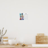 Calendrier 2026 pour affiche simple avec 4 photos (Cuisine)