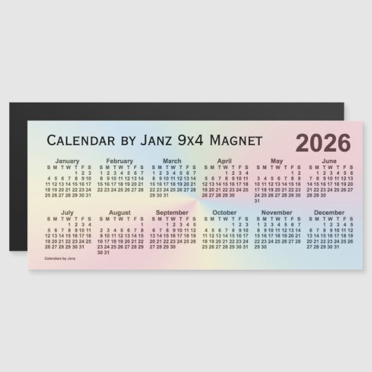 Calendrier 2026 Rainbow Cloud par Janz 9x4 Magnet (Devant / Derrière)