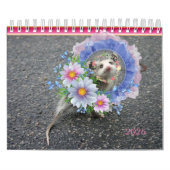 Calendrier 2026 Rayures colorées Opossum Floral (Protection)