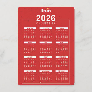 Calendrier 2026 Rouge Français Informatiekaartje