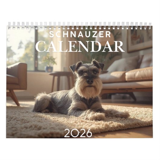Calendrier 2026 Schnauzer 12-Month Wall Calendar (Protection)
