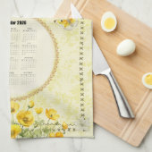 Calendrier 2026 Serviette Jaune Chardonneret (Quart Plié)