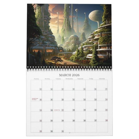 Calendrier 2026 Villes Du Futur 4 Science-Fiction (Mar 2026)