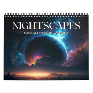 Calendrier 2026 Vues nocturnes 2 Paysage spatial surréaliste