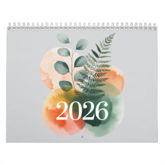 Calendrier 2026 Watercolor Botanical Calendar – Elegant Minim
