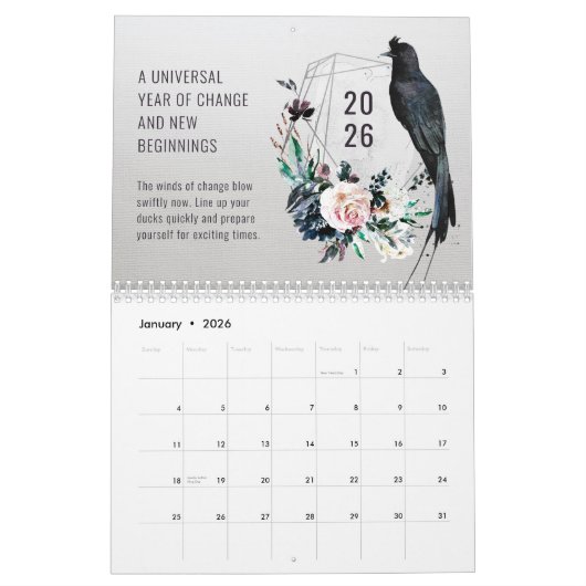 Calendrier 2026 Year of Change Floral Motivational (Jan 2026)