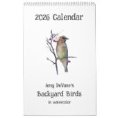 Calendrier 2026Jardin Oiseaux d'aquarelle (Protection)