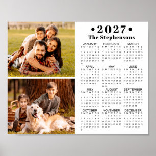 Calendrier 2027 2 Photos Poster Personnalisé