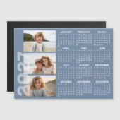 Calendrier 2027 - 3 Photos Magnet Minimal Bleu de (Devant / Derrière)