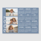 Calendrier 2027 - 3 Photos Magnet Minimal Bleu de (Devant)