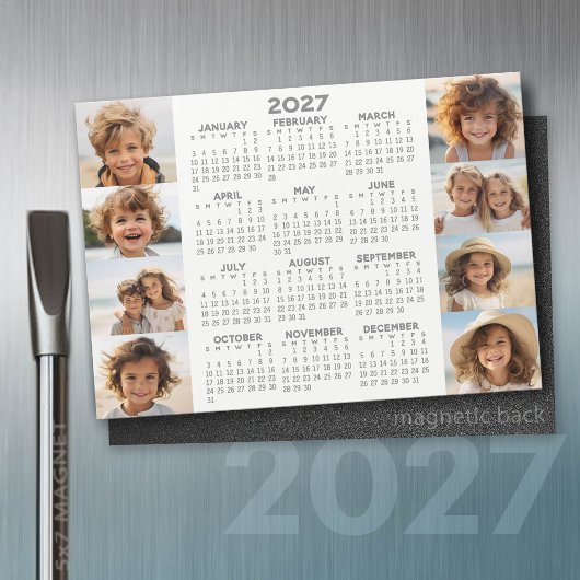 Calendrier 2027 - 8 Photos - Magnet Basic Grey Bla