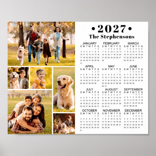 Calendrier 2027 Affiche personnalisée avec 6 photo (Devant)