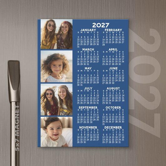 Calendrier 2027 avec carte magnétique de collage d