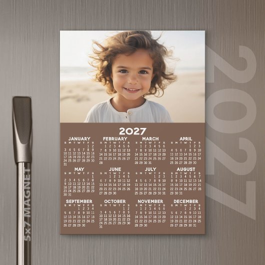 Calendrier 2027 avec photo - Carte magnétique pour