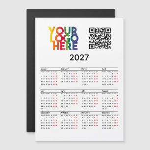 Calendrier 2027 Carte Magnétique Code QR Logo Entr