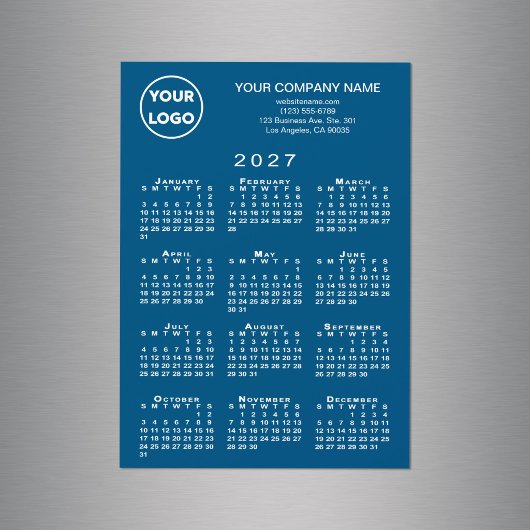 Calendrier 2027 Carte magnétique Texte Logo Entrep