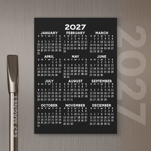 Calendrier 2027 de base noir carte magnétique