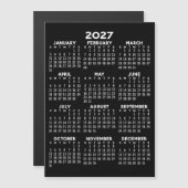 Calendrier 2027 de base noir carte magnétique (Devant / Derrière)